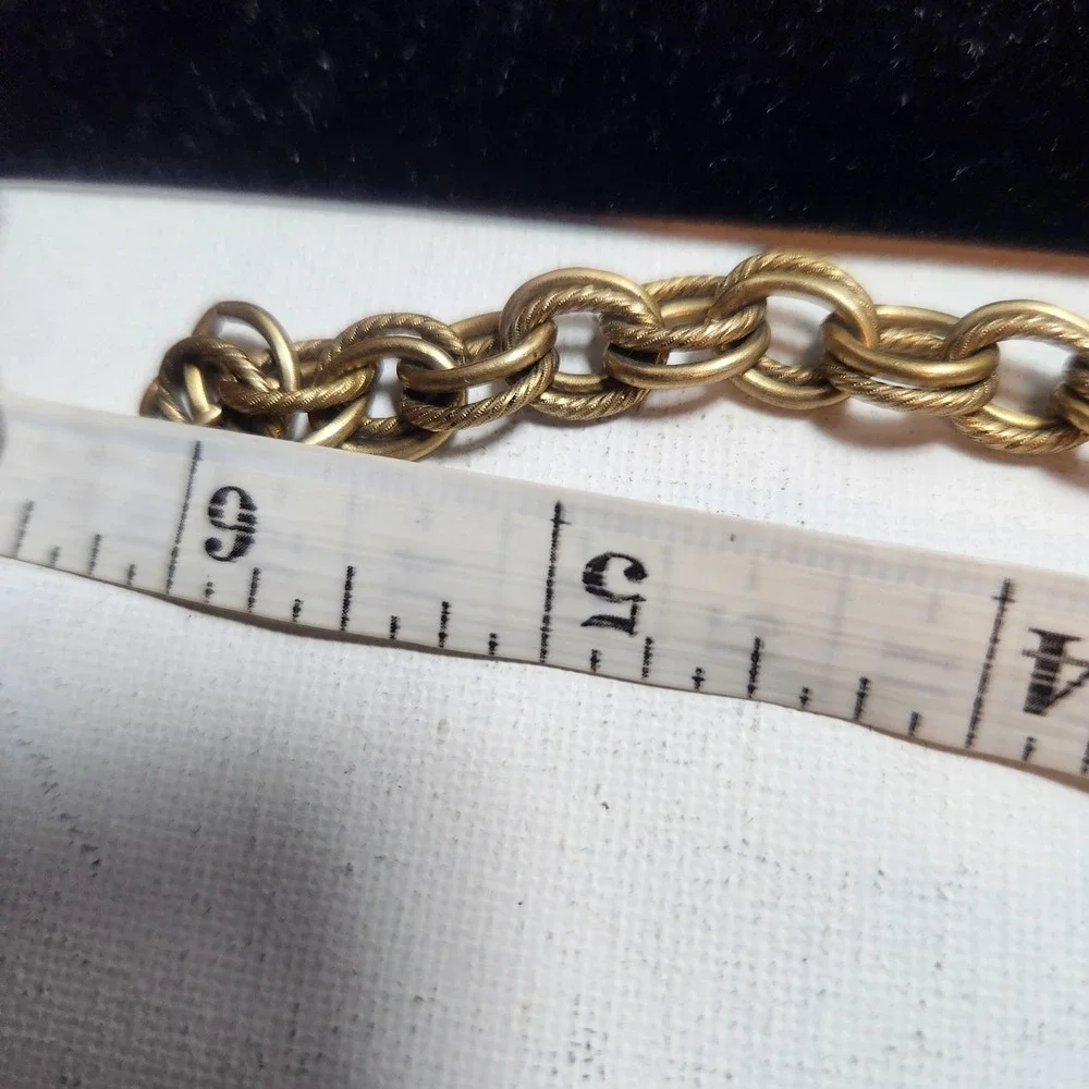 Vintage Gold Tone Heraldic Shield Crown‎ Charm Bracelet Orange Enamel